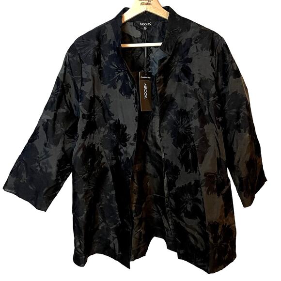 NWT Misook Sheer Burnout Floral Black Jacket SZ XL NEW $378 Designer Statement